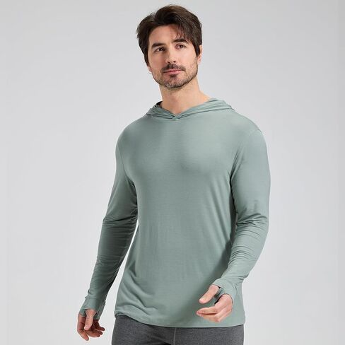 netdraw Men's Ultralight Bamboo Viscose Performance Hoodie, Soft Breathable UPF 50+ Long Sleeve Hiking Shirt in Saudi Arabia