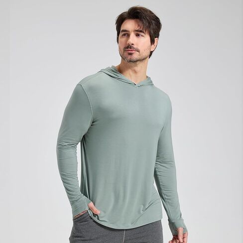 netdraw Men's Ultralight Bamboo Viscose Performance Hoodie, Soft Breathable UPF 50+ Long Sleeve Hiking Shirt in Saudi Arabia