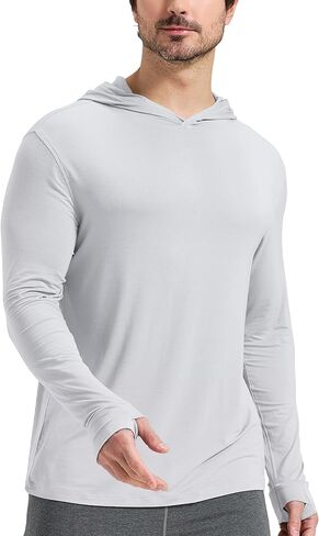netdraw Men's Ultralight Bamboo Viscose Performance Hoodie, Soft Breathable UPF 50+ Long Sleeve Hiking Shirt in Saudi Arabia