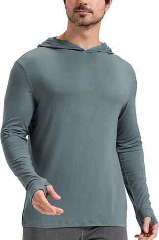 netdraw Men's Ultralight Bamboo Viscose Performance Hoodie, Soft Breathable UPF 50+ Long Sleeve Hiking Shirt in Saudi Arabia