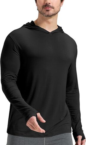 netdraw Men's Ultralight Bamboo Viscose Performance Hoodie, Soft Breathable UPF 50+ Long Sleeve Hiking Shirt in Saudi Arabia