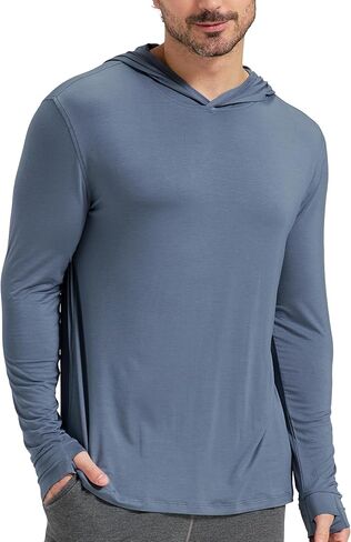 netdraw Men's Ultralight Bamboo Viscose Performance Hoodie, Soft Breathable UPF 50+ Long Sleeve Hiking Shirt in Saudi Arabia