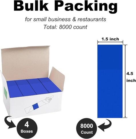 NATURALABEL Bulk Pack of 8,000, Self-Adhesive Napkin Bands for Small Business, Restaurants, Events - 4 Boxes, 2000 per Box (Blue) in Kuwait