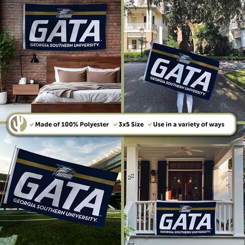 Desert Cactus Georgia Southern University GSU Flag - 3 x 5 Feet Eagles Banner, Indoor/Outdoor Durable Fabric, 100% Polyester Design (Style D) in Saudi Arabia