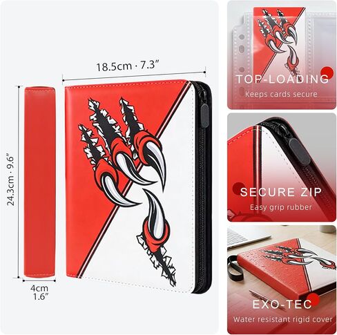 Trading Card Binder 4 Pocket with 50 Removable Sleeves, 400 Pockets Baseball Football Card Binder, 3-Ring Sports Card Collection Album, Perfect for Pokemon, Magic: The Gathering, and Yu-Gi-Oh cards in Saudi Arabia