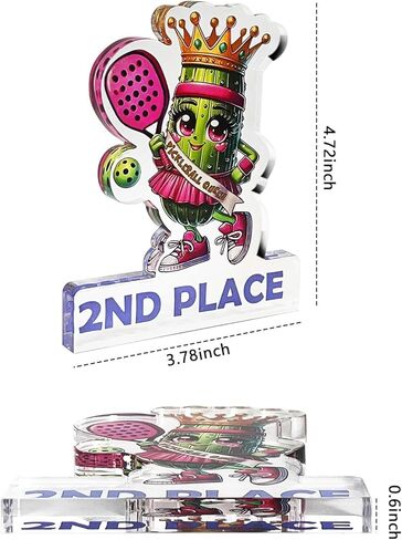ترقية 3 قطع Pickleball Trophy مضحكة للفتيات، ميداليات Pickleball الأولى والثانية والثالثة، جائزة بطولة كرة المخلل الأكريليك للفتيات في مسابقات Pickle Baller in Kuwait