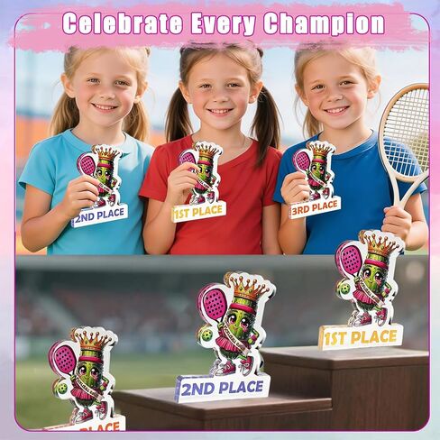 ترقية 3 قطع Pickleball Trophy مضحكة للفتيات، ميداليات Pickleball الأولى والثانية والثالثة، جائزة بطولة كرة المخلل الأكريليك للفتيات في مسابقات Pickle Baller in Kuwait
