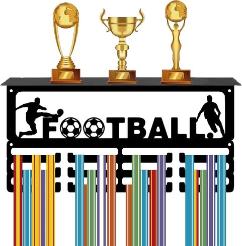 CREATCABIN Dance Medal Display Hanger Trophy Shelf Holder Black Metal Iron Dancing Award Ribbons Organizer Rack with 12 Hooks for Wall Mount Sports Athletes Honors Storage 15.8 x 7.9 x 3.9 Inch in Saudi Arabia
