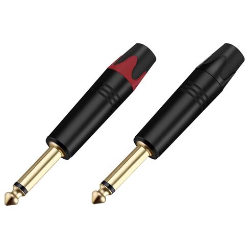 2PCS Mono Jack 6.35MM Connector 1/4 Inch 6.3MM Male Plug Soldering Wire Connector Brass Microphone Plug Connector(Red) in Kuwait
