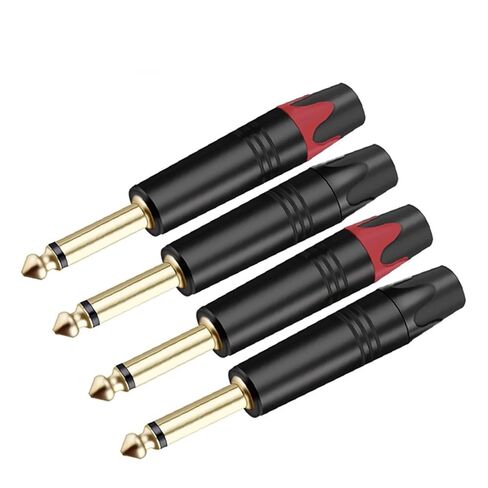 2PCS Mono Jack 6.35MM Connector 1/4 Inch 6.3MM Male Plug Soldering Wire Connector Brass Microphone Plug Connector(Red) in Saudi Arabia