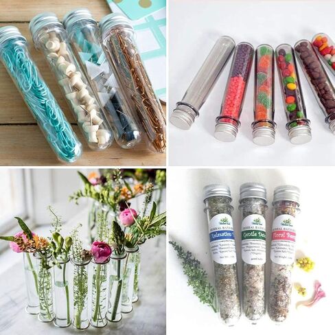 BTSD-home أنابيب اختبار بلاستيكية مقاس 25 × 140 مم (40 مل) مع أغطية لولبية لتخزين حلوى العلكة، وقوارير ملح الاستحمام، وحاويات الكاكاو الساخنة، وحفلات الزفاف، وحفلات استقبال المولود الجديد، وحفلات الزفاف، وحفلات أعياد ميلاد الأطفال (30 عبوة) in Kuwait