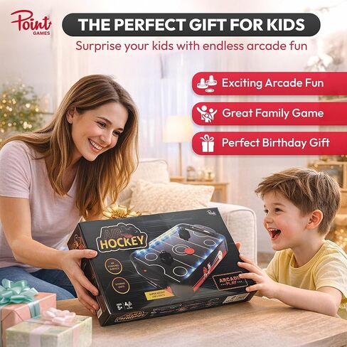 لعبة هوكي الهواء مع أضواء LED - لعبة هوكي الهواء المحمولة على الطاولة للأطفال والمرح العائلي، لعبة طاولة هوكي الهواء العلوية مع 2 دافعين، طاولة ألعاب هوكي هوائي مدمجة على طراز أركيد للمنزل in Kuwait