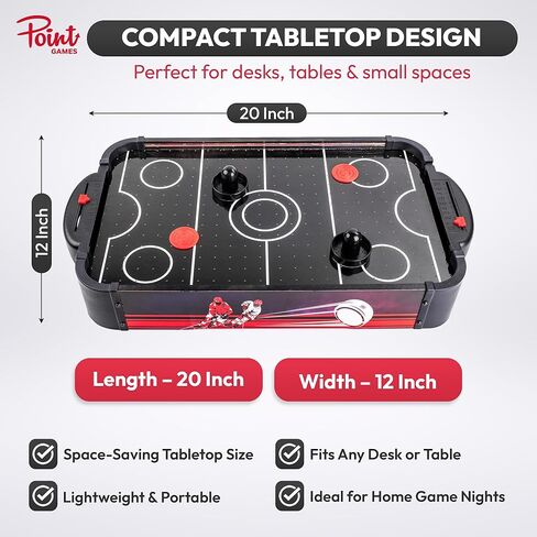 لعبة هوكي الهواء مع أضواء LED - لعبة هوكي الهواء المحمولة على الطاولة للأطفال والمرح العائلي، لعبة طاولة هوكي الهواء العلوية مع 2 دافعين، طاولة ألعاب هوكي هوائي مدمجة على طراز أركيد للمنزل in Kuwait