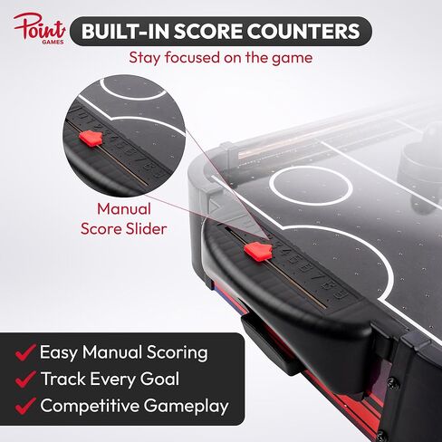 لعبة هوكي الهواء مع أضواء LED - لعبة هوكي الهواء المحمولة على الطاولة للأطفال والمرح العائلي، لعبة طاولة هوكي الهواء العلوية مع 2 دافعين، طاولة ألعاب هوكي هوائي مدمجة على طراز أركيد للمنزل in Kuwait