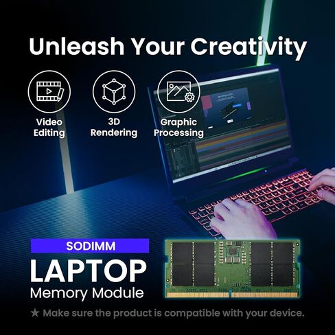 MMOMENT DDR5 SODIMM 64GB (2x32GB) 4800MHz (PC5-38400) وحدة ذاكرة الكمبيوتر المحمول (CL40 ، غير متكافئ ، 1.1V ، 262 PIN) in Kuwait