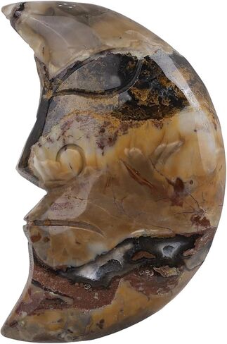 TUMBEELLUWA Moon Shaped Crystal Carving Crescent Moon Face Agate Stone Decor for Shelves Desk, Natural Crystals and Healing Stones for Collectibles, 458-683 g in Saudi Arabia