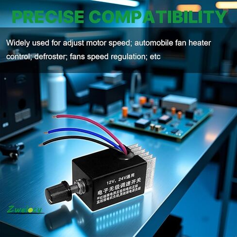 جهاز تحكم في سرعة محرك التيار المستمر 2 قطعة تيار مستمر 12 فولت 24 فولت 10 أمبير منظم سرعة إلكتروني بدون خطوات مفتاح تحكم في سرعة المروحة 12 فولت للتحكم في سخان مروحة السيارة والشاحنة in Kuwait