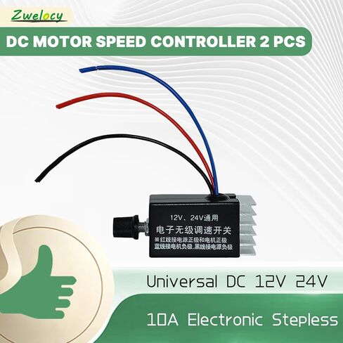 جهاز تحكم في سرعة محرك التيار المستمر 2 قطعة تيار مستمر 12 فولت 24 فولت 10 أمبير منظم سرعة إلكتروني بدون خطوات مفتاح تحكم في سرعة المروحة 12 فولت للتحكم في سخان مروحة السيارة والشاحنة in Kuwait