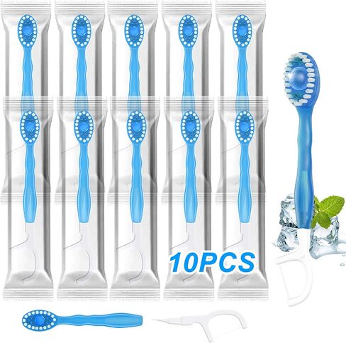 40 Pack 5-in-1 Disposable Toothbrushes with Toothpaste, Travel Toothbrush Set with Floss, Pick & Tongue Scraper, Individually Wrapped Mini Toothbrush for Adults, Work Camping - Mixed Flavor in Saudi Arabia