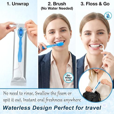 40 Pack 5-in-1 Disposable Toothbrushes with Toothpaste, Travel Toothbrush Set with Floss, Pick & Tongue Scraper, Individually Wrapped Mini Toothbrush for Adults, Work Camping - Mixed Flavor in Saudi Arabia