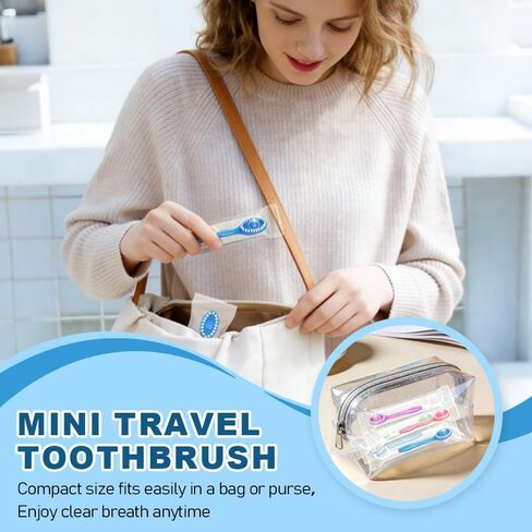 40 Pack 5-in-1 Disposable Toothbrushes with Toothpaste, Travel Toothbrush Set with Floss, Pick & Tongue Scraper, Individually Wrapped Mini Toothbrush for Adults, Work Camping - Mixed Flavor in Saudi Arabia