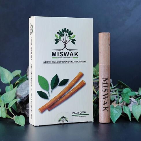 Sticks - Pack of 10 Natural Toothbrush Sticks with Wooden Holder | Sewak Sticks for Teeth | Authentic Peelu Wood (Salvadora Persica) | Teeth Whitening & Gum Strengthening in Saudi Arabia