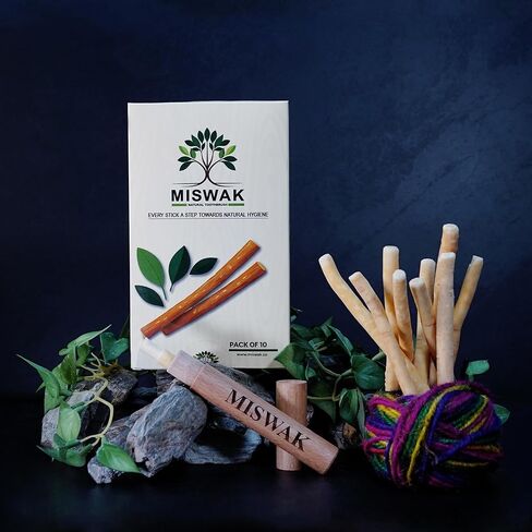Sticks - Pack of 10 Natural Toothbrush Sticks with Wooden Holder | Sewak Sticks for Teeth | Authentic Peelu Wood (Salvadora Persica) | Teeth Whitening & Gum Strengthening in Saudi Arabia