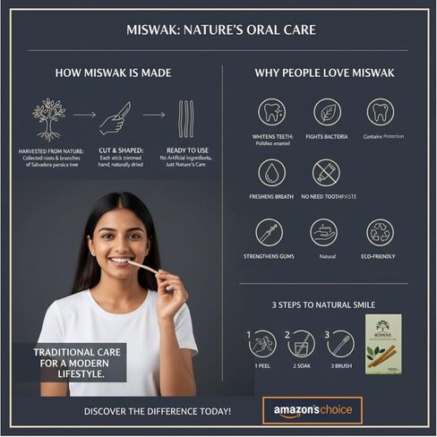 Sticks - Pack of 10 Natural Toothbrush Sticks with Wooden Holder | Sewak Sticks for Teeth | Authentic Peelu Wood (Salvadora Persica) | Teeth Whitening & Gum Strengthening in Saudi Arabia