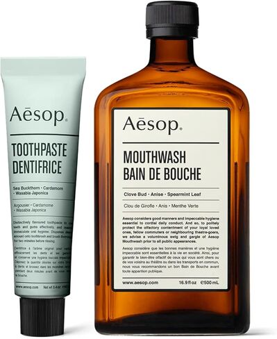 Aesop Oral Care Duo | Mouthwash & Toothpaste Set for Fresh Breath | Daily Botanical Oral Hygiene Kit (16.9 oz + 3.4 oz) in Kuwait