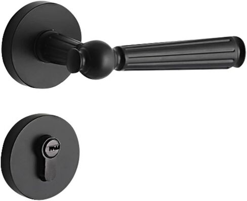 Indoor Door Lock Bedroom Simple Magnetic Silent Black zinc Alloy Handle Lock Door Handle Split Wooden Door Lock(Yahei A 7255 Magnetic Lock Body) in Kuwait