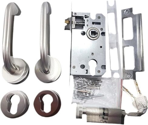 قفل باب غرفة النوم من الفولاذ المقاوم للصدأ قفل سبليت مزدوج منحني قفل صامت نوع مقبض الباب المغناطيسي قفل ميكانيكي حديث (الصنفرة) in Kuwait