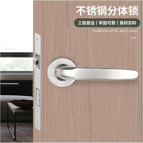 Stainless Steel Split Lock Indoor Door Lock Solid Anti-Theft Door Lock Bedroom Double fire Lock Channel Mechanical Door Lock(Mirror Light) in Kuwait