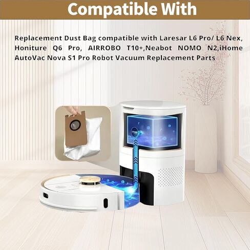 9-Pack Replacement Dust Bags compatible with Laresar L6 Pro/L6 Nex, Honiture Q6 Pro, AIRROBO T10+, Neabot NOMO N2, iHome AutoVac Nova S1 Pro Robot Vacuum in Saudi Arabia