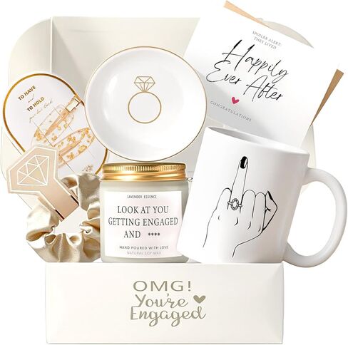 Engagement Gifts for Couples, Gift for Newly Engaged Couples, Ring Finger Coffee Mug Set, Engagement Gifts for Her, Women, Best Engaged Gift Set in Saudi Arabia