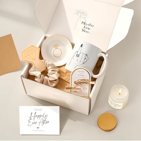 Engagement Gifts for Couples, Gift for Newly Engaged Couples, Ring Finger Coffee Mug Set, Engagement Gifts for Her, Women, Best Engaged Gift Set in Saudi Arabia