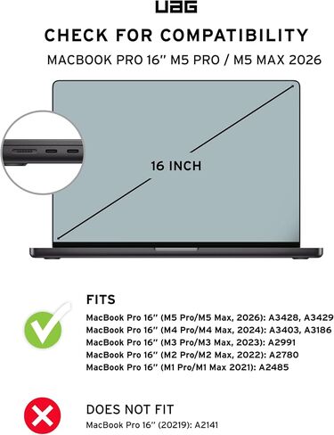 حافظة URBAN ARMOR GEAR UAG مصممة لجهاز MacBook Pro 16 بوصة M4/M3/M2 2023-2025 (A3403، A3186، A2991) - غطاء حماية متين من قطعة واحدة وشفاف ومقاوم للخدش، غطاء حماية أساسي من الجليد in Saudi Arabia