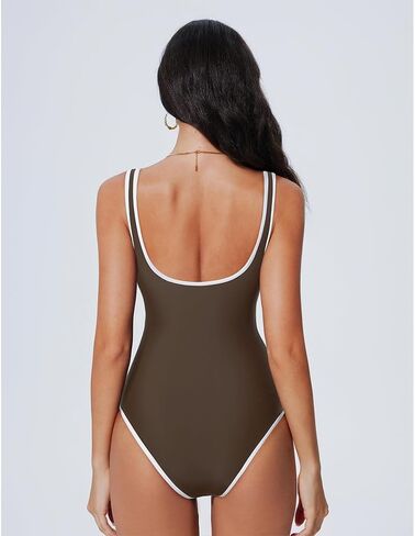 Women Sexy Tummy Control One Piece Swimsuits High Cut Bathing Suit 2026 Brown in Saudi Arabia