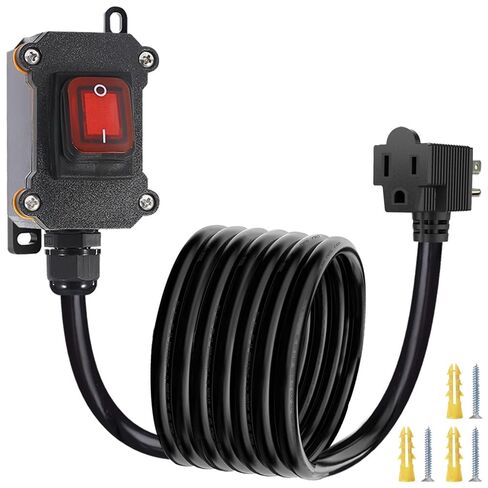 Inline Cord Switch with 3.3FT 14AWG Cable Piggyback Plug(3-Pronged), IP67 Waterproof Extension Cord with On/Off, AC/DC 20A-125V Inline Power Switch with Red LED Rocker Button in Saudi Arabia