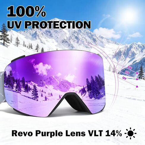 نظارات JQF Gear للتزلج فوق النظارات نظارات الثلج/التزلج على الجليد OTG مغناطيسية كاملة ريفو للرجال والنساء والبالغين للحماية من الأشعة فوق البنفسجية in Kuwait