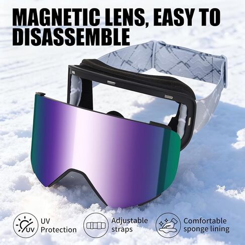 نظارات JQF Gear للتزلج فوق النظارات نظارات الثلج/التزلج على الجليد OTG مغناطيسية كاملة ريفو للرجال والنساء والبالغين للحماية من الأشعة فوق البنفسجية in Kuwait