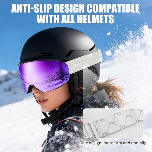 نظارات JQF Gear للتزلج فوق النظارات نظارات الثلج/التزلج على الجليد OTG مغناطيسية كاملة ريفو للرجال والنساء والبالغين للحماية من الأشعة فوق البنفسجية in Kuwait