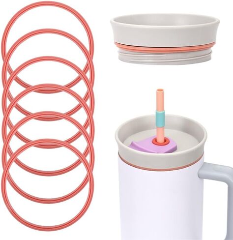 6pcs Gasket Replacement for Owala 40oz Tumbler, Rubber Lid Seal Ring Water Bottle Accessories Replacement Part Compatible with Owala 40oz Stainless Steel Cup (Grapefruit) in Saudi Arabia