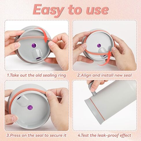 6pcs Gasket Replacement for Owala 40oz Tumbler, Rubber Lid Seal Ring Water Bottle Accessories Replacement Part Compatible with Owala 40oz Stainless Steel Cup (Grapefruit) in Saudi Arabia