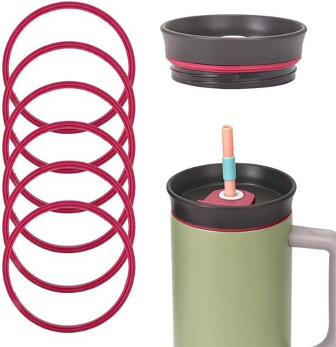 6pcs Gasket Replacement for Owala 40oz Tumbler, Rubber Lid Seal Ring Water Bottle Accessories Replacement Part Compatible with Owala 40oz Stainless Steel Cup (Grapefruit) in Saudi Arabia