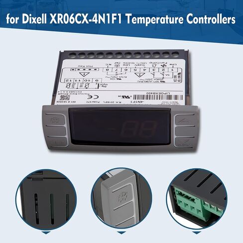 لجهاز التحكم في درجة الحرارة Dixell XR06CX-4N1F1، مناسب للثلاجات/الفريزر التجارية 120 فولت 50-60 هرتز، لجهاز التحكم في درجة الحرارة Dixell مع مسبار المستشعر (4N1F1) in Saudi Arabia