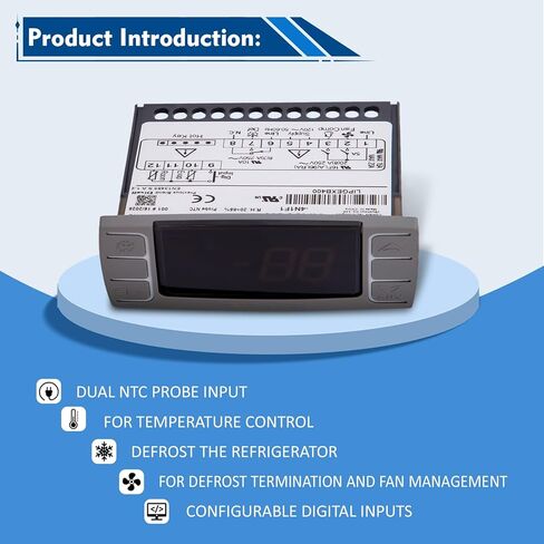 لجهاز التحكم في درجة الحرارة Dixell XR06CX-4N1F1، مناسب للثلاجات/الفريزر التجارية 120 فولت 50-60 هرتز، لجهاز التحكم في درجة الحرارة Dixell مع مسبار المستشعر (4N1F1) in Saudi Arabia