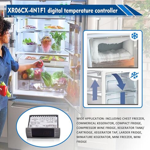 لجهاز التحكم في درجة الحرارة Dixell XR06CX-4N1F1، مناسب للثلاجات/الفريزر التجارية 120 فولت 50-60 هرتز، لجهاز التحكم في درجة الحرارة Dixell مع مسبار المستشعر (4N1F1) in Saudi Arabia