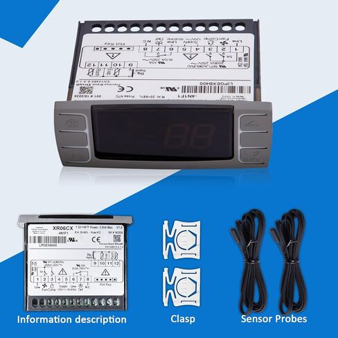 لجهاز التحكم في درجة الحرارة Dixell XR06CX-4N1F1، مناسب للثلاجات/الفريزر التجارية 120 فولت 50-60 هرتز، لجهاز التحكم في درجة الحرارة Dixell مع مسبار المستشعر (4N1F1) in Saudi Arabia