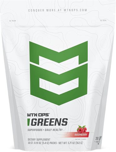 مسحوق مشروب MTN OPS Super Greens اليومي للصحة المناعية والطاقة - مزيج دعم صحة الجهاز الهضمي معزز بالخضروات الغنية بالكلوروفيل | 30 عبوة أثناء التنقل | فقط أضف الماء in Kuwait