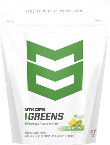مسحوق مشروب MTN OPS Super Greens اليومي للصحة المناعية والطاقة - مزيج دعم صحة الجهاز الهضمي معزز بالخضروات الغنية بالكلوروفيل | 30 عبوة أثناء التنقل | فقط أضف الماء in Kuwait